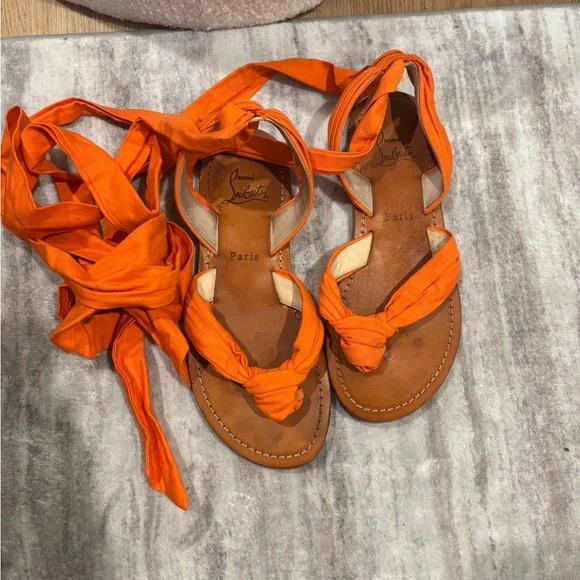 Christian Louboutin Bright Orange Sandals - Picture 2 of 3